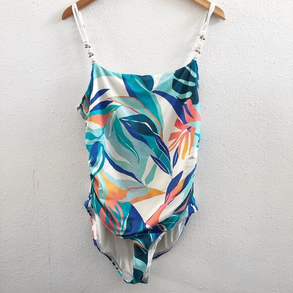 LA BLANCA Tropical Print One-Piece Swimsuit Size 16 - Picture 1 of 9